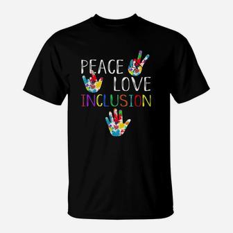 Sped Special Education Peace Love Inclusion T-Shirt - Seseable