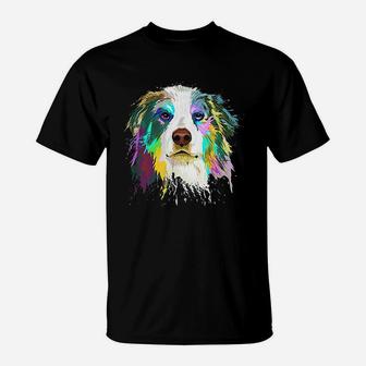 Splash Art Australian Shepherd Dog Aussie T-Shirt - Seseable