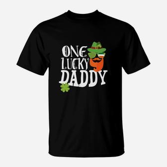St Paddys Day One Lucky Daddy Dad St Patricks Pattys T-Shirt - Seseable