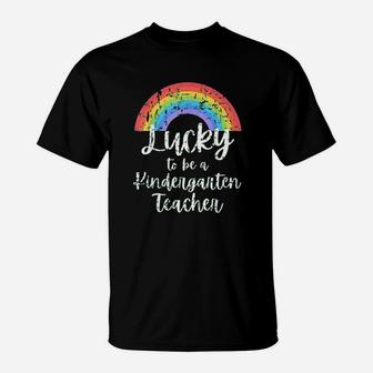 St Patrick Day Lucky To Be Kindergarten Teacher T-Shirt - Seseable