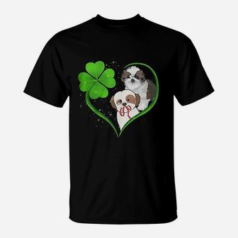St Patricks Day Cute Dog Couple Love T-Shirt - Seseable