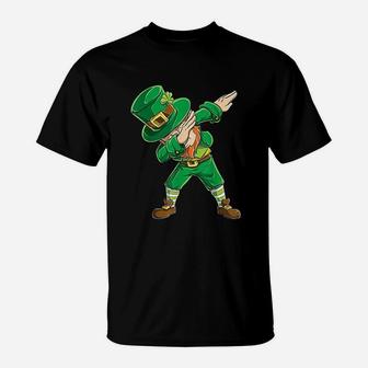 St Patricks Day Dabbing Leprechaun Boys Kids Men Gifts Dab T-Shirt - Seseable