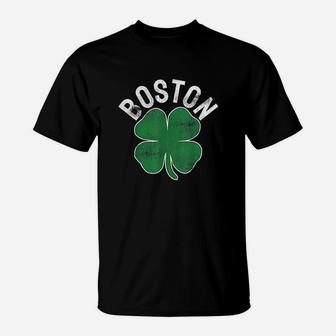 St Patricks Day Shamrock Massachusetts Boston Irish Green T-Shirt - Seseable