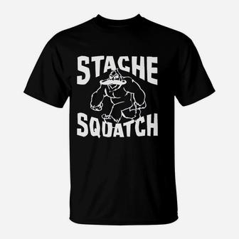 Stache Squatch Funny Mustache Bigfoot Sasquatch T-Shirt - Seseable