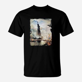Statue Of Liberty Crown Torch Vintage Usa Imigrant T-Shirt | Seseable CA