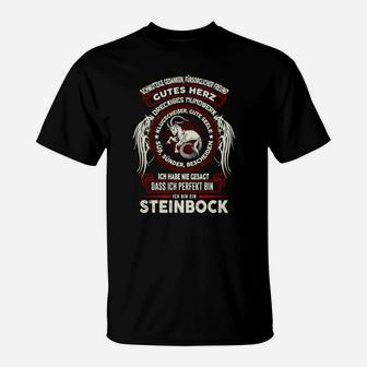 Steinbock Sternzeichen T-Shirt mit deutschen Sprüchen und Ziegenmotiv - Seseable