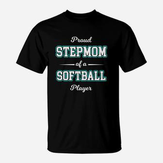 Step Mom Softball Women From Step Daughter Or Step Son T-Shirt - Seseable
