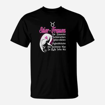 Stier Frauen Schwarzes T-Shirt, Komplimente Design für Damen - Seseable