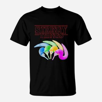 Stringy Things Fuzzy Magic Worm On A String Meme T-Shirt - Seseable