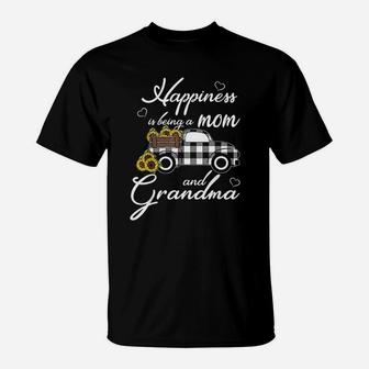Sunflower Grandma Happiness Is Being A Mom And Grandma T-Shirt - Seseable