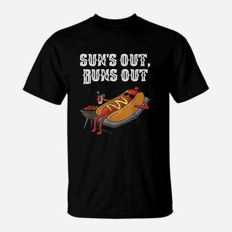 Suns Out Hot Dog Buns Out Funny Sausage Bbq Food Lover Gift T-Shirt - Seseable
