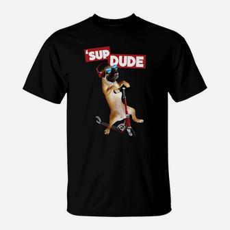Sup Dude Pug On Scooter Graphic T-Shirt - Seseable