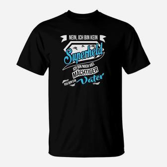 Superheld Vater Lustiges T-Shirt, Schwarzes Herren Tee mit Spruch - Seseable