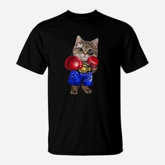 Tabby Cat As Boxing Champion Boxer T-Shirt - Seseable