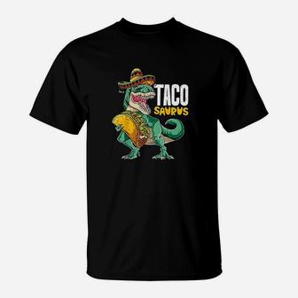Tacosaurus Taco Cinco De Mayo Kids Boys Dinosaur T Rex T-Shirt - Seseable