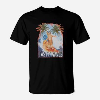 Tasty Waves Kitty Cat Surfing On Pizza T-Shirt