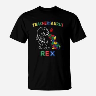 Teacher Dinosaur Teachersaurus Rex Awareness Day T-Shirt - Seseable