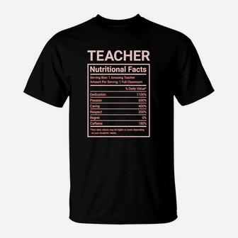 Teacher Funny Teacher Nutritional Facts Label T-Shirt - Seseable