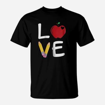 Teacher Love Teaching Apple Elementary School T-Shirt - Seseable