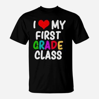 Teacher Valentines Day First Grade Class Gift T-Shirt - Seseable