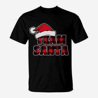 Team Santa Christmas Buffalo Red Plaid Xmas Santa Hat T-Shirt - Seseable