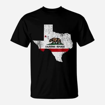 Texas California Flag California Transplant T-Shirt - Seseable
