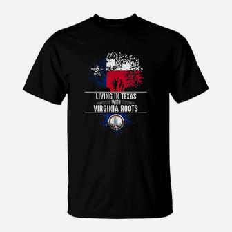 Texas Home Virginia Roots State Tree Flag Love Gift T-Shirt - Seseable