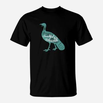 Thankful And Blessed Vintage Turkey Thanksgiving T-Shirt - Seseable