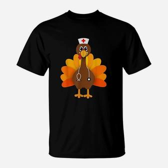 Thanksgiving Turkey Nurse Holiday Nursing T-Shirt - Seseable
