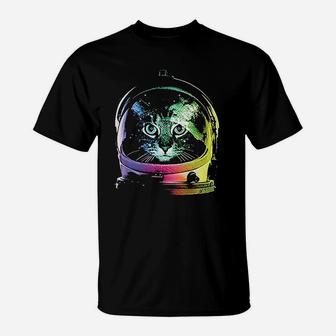 The Goozler Neon Space Cat Astronaut Kitten T-Shirt - Seseable