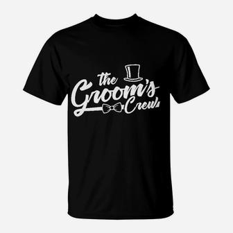 The Groom And Groom's Crew Top Hat Bow Tie T-Shirt - Seseable