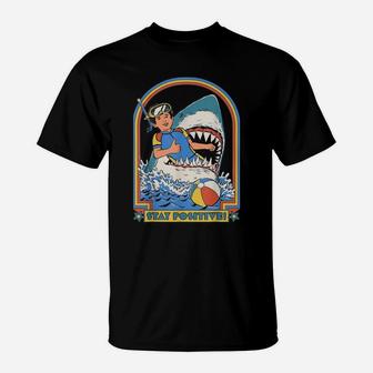This Is Me Funny Stay Positive Shark Attack Retro Comedy T-Shirt - Seseable