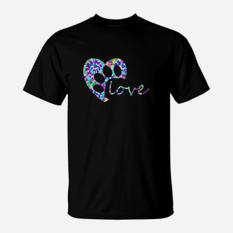 Tie Dye Love Dog Paw Print Animal Paw Dog Lover Owner T-Shirt - Seseable