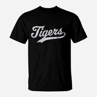 Tigers Mascot Vintage Sports Name Design T-Shirt - Seseable