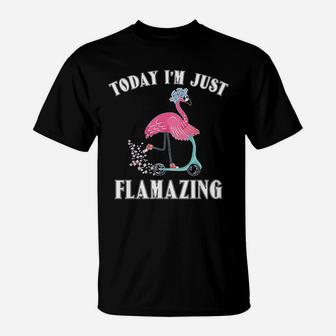 Today I Am Just Flamazing Flamingo Cycling Funny T-Shirt - Seseable