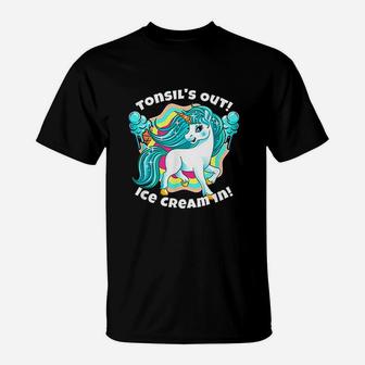 Tonsils Surgery Funny Unicorn Rainbow Ice Cream T-Shirt - Seseable