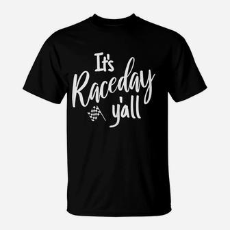 Track Racing Race Day Yall Checkered Flag Racing Quote T-Shirt - Seseable