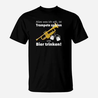 Trompeter T-Shirt Lustig, Bier und Trompete Spielen Motiv - Seseable