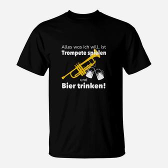 Trompeter-T-Shirt: Trompete spielen & Bier trinken Lustiges Design - Seseable