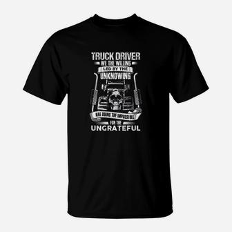 Truck Drivers Fun Truckers Trucking Skull Backside T-Shirt - Seseable
