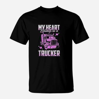 Trucker Wife Boyfriend Truck Driver Ladies Trucker T-Shirt - Seseable