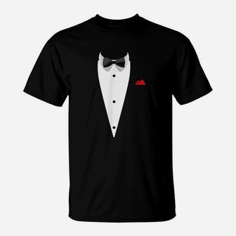 Tuxedo With Bowtie For Weddings And Special Occasions T-Shirt - Seseable