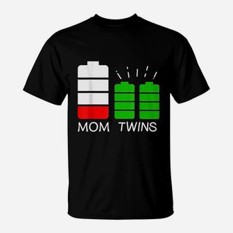 Twin Mom Low Battery Tired Mom Of Twins T-Shirt - Seseable