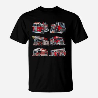 Types Of Fire Truck Boy Toddler Kids Firefighter Xmas Gifts T-Shirt - Seseable