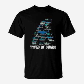 Types Of Shark Megalodon Great White Nurse Shark T-Shirt - Seseable