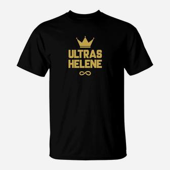 Ultras Helene Fan-T-Shirt Schwarz, Goldene Krone & Schriftzug Design - Seseable
