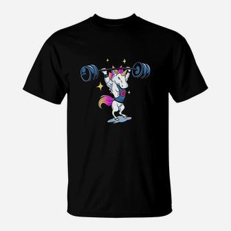Unicorn Weightlifting Fitness Gym Deadlift Rainbow T-Shirt - Seseable