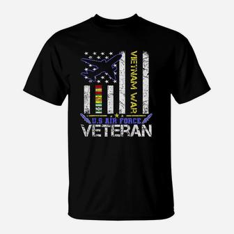 Us Air Force Vietnam Veteran Military Veteran Us Flag Gift T-Shirt - Seseable