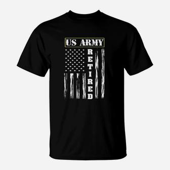 Us Army Retired Distressed American Flag T-Shirt - Seseable