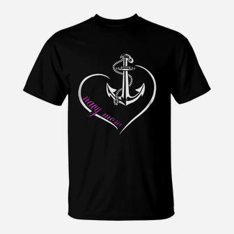 Us Navy Original Proud Navy Mom Anchor Heart Mothers Day T-Shirt - Seseable